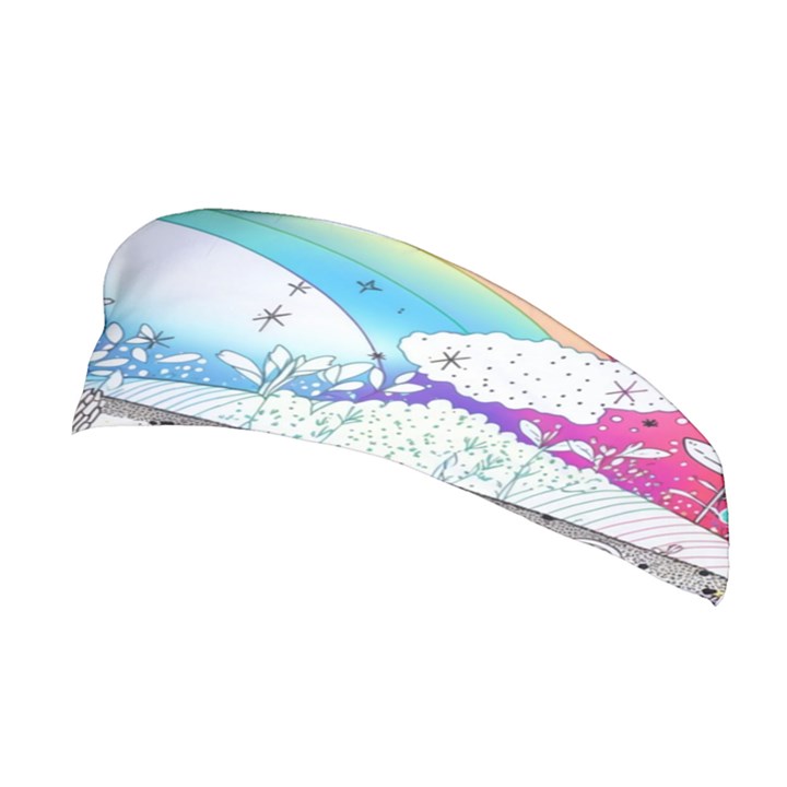 Rainbow Fun Cute Minimal Doodle Drawing Arts Stretchable Headband