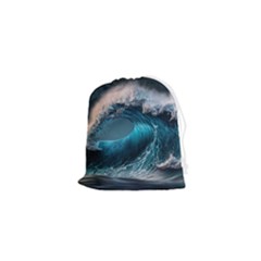 Tsunami Waves Ocean Sea Water Rough Seas Drawstring Pouch (xs) by uniart180623