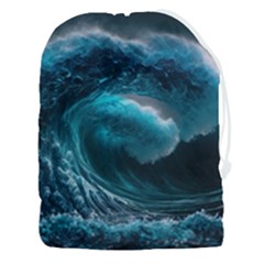 Tsunami Waves Ocean Sea Water Rough Seas Drawstring Pouch (3xl) by uniart180623