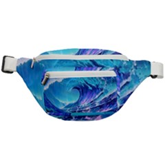 Tsunami Tidal Wave Ocean Waves Sea Nature Water Blue Fanny Pack by uniart180623