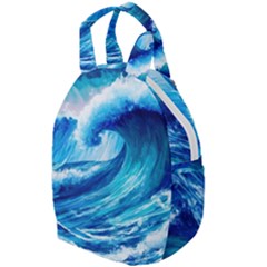 Tsunami Tidal Wave Ocean Waves Sea Nature Water Blue Painting Travel Backpack by uniart180623