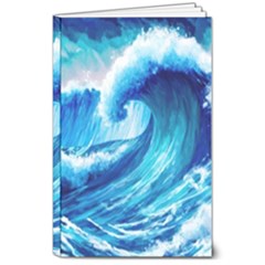 Tsunami Tidal Wave Ocean Waves Sea Nature Water Blue Painting 8  X 10  Softcover Notebook by uniart180623