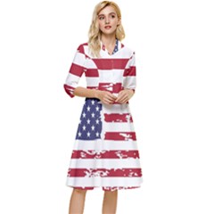 Flag Usa Unite Stated America Classy Knee Length Dress by uniart180623