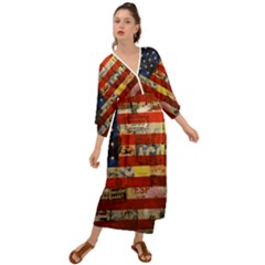 Usa Flag United States Grecian Style  Maxi Dress by uniart180623