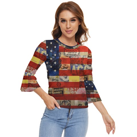 Usa Flag United States Bell Sleeve Top by uniart180623