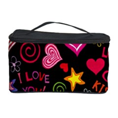 Multicolored Love Hearts Kiss Romantic Pattern Cosmetic Storage Case by uniart180623