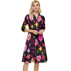 Multicolored Love Hearts Kiss Romantic Pattern Classy Knee Length Dress by uniart180623