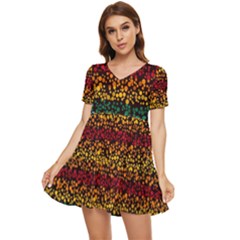 Patterns Rainbow Tiered Short Sleeve Babydoll Dress by uniart180623