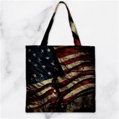 Flag Usa American Flag Zipper Grocery Tote Bag by uniart180623