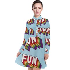 Fun Word Inscription Rainbow Pattern Long Sleeve Chiffon Shirt Dress by uniart180623