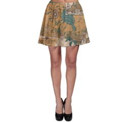 World Map Travel Pattern Architecture Skater Skirt by uniart180623