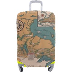 World Map Travel Pattern Architecture Luggage Cover (large) by uniart180623