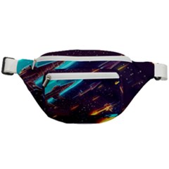 Night Sky Neon Spaceship Drawing Fanny Pack by Ravend