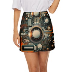 Technology Robot Internet Processor Mini Front Wrap Skirt by Ravend