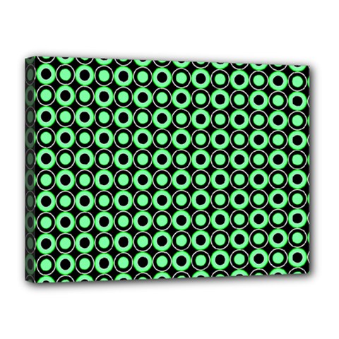 Mazipoodles Green Donuts Polka Dot Canvas 16  X 12  (stretched) by Mazipoodles