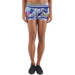 Ramen Kanji Vaporwave Artwork Minimalism Yoga Shorts by Bangk1t