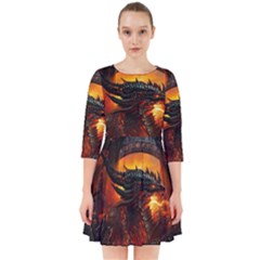 Dragon Art Fire Digital Fantasy Smock Dress by Celenk