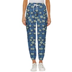 Lotus Bloom In The Calm Sea Of Beautiful Waterlilies Women s Cropped Drawstring Pants by pepitasart