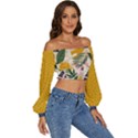 floral plants jungle polka 1 Long Sleeve Crinkled Weave Crop Top View3