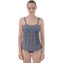 Gray digital Denim Twist Front Tankini Set View1