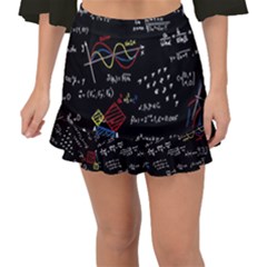 Black Background With Text Overlay Mathematics Formula Board Fishtail Mini Chiffon Skirt by uniart180623