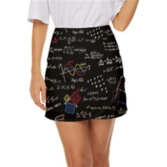 Black Background With Text Overlay Mathematics Formula Board Mini Front Wrap Skirt by uniart180623