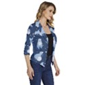 Bear Pattern Patterns Planet Animals Women s Draped Front 3/4 Sleeve Shawl Collar Jacket View3