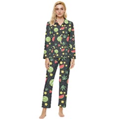 Watermelon Berries Patterns Pattern Womens  Long Sleeve Velvet Pocket Pajamas Set by uniart180623