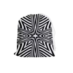 Fractal Star Mandala Black And White Drawstring Pouch (large) by uniart180623