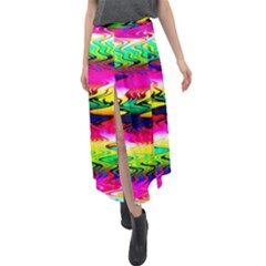 Waves Of Color Velour Split Maxi Skirt by uniart180623