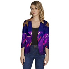 Colorful Abstract Background Creative Digital Art Colorful Geometric Artwork Women s One-button 3/4 Sleeve Short Jacket by uniart180623