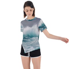 Big Storm Wave Asymmetrical Short Sleeve Sports Tee by uniart180623