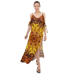 Abstract Gold Mandala Yellow Maxi Chiffon Cover Up Dress by uniart180623