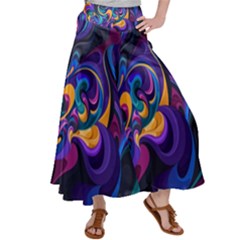 Colorful Waves Abstract Waves Curves Art Abstract Material Material Design Women s Satin Palazzo Pants by uniart180623