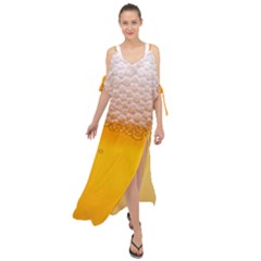 Beer Texture Liquid Bubbles Maxi Chiffon Cover Up Dress by uniart180623