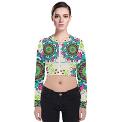 Mandala Flowers Abstract Butterflies Floral Pattern Summer Long Sleeve Zip Up Bomber Jacket by uniart180623