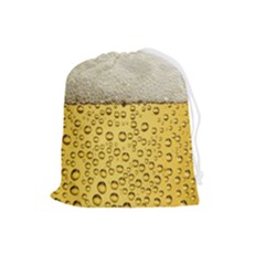 Texture Pattern Macro Glass Of Beer Foam White Yellow Art Drawstring Pouch (large) by uniart180623