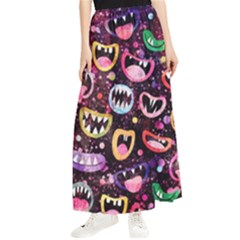 Funny Monster Mouths Maxi Chiffon Skirt by uniart180623