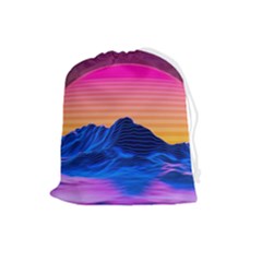 Sun Ultra Artistic 3d Illustration Sunset Drawstring Pouch (large) by uniart180623