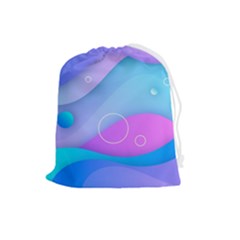 Colorful Blue Purple Wave Drawstring Pouch (large) by uniart180623