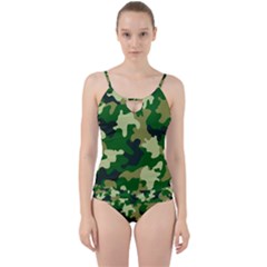 Green Military Background Camouflage Cut Out Top Tankini Set by uniart180623