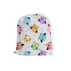 Owl Bird Drawstring Pouch (large) by uniart180623