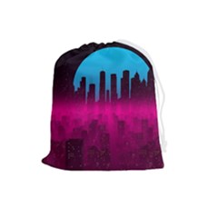 Futuristic Cityscape Drawstring Pouch (large) by uniart180623