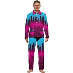 Futuristic Cityscape Men s Long Sleeve Velvet Pocket Pajamas Set by uniart180623