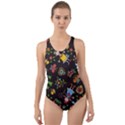 Cartoon Texture Cut-Out Back One Piece Swimsuit View1