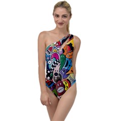 Cartoon Explosion Cartoon Characters Funny To One Side Swimsuit by uniart180623