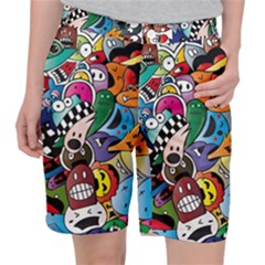 Cartoon Explosion Cartoon Characters Funny Women s Pocket Shorts by uniart180623