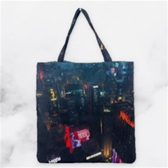 Cityscape Digital Art Grocery Tote Bag by uniart180623