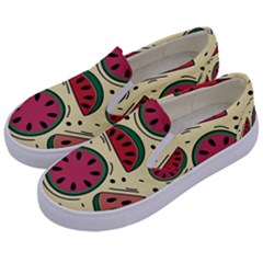 Watermelon Pattern Slices Fruit Kids  Canvas Slip Ons by uniart180623