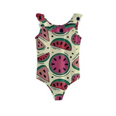 Watermelon Pattern Slices Fruit Kids  Frill Swimsuit by uniart180623